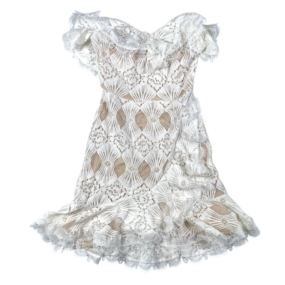 NWT Selfie Leslie September Lace Mini Dress White SZ XS Bridal Shower Dress - Picture 2 of 11